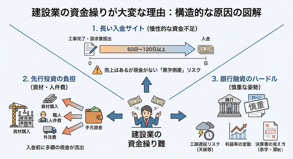 建設業の資金繰りが大変な理由